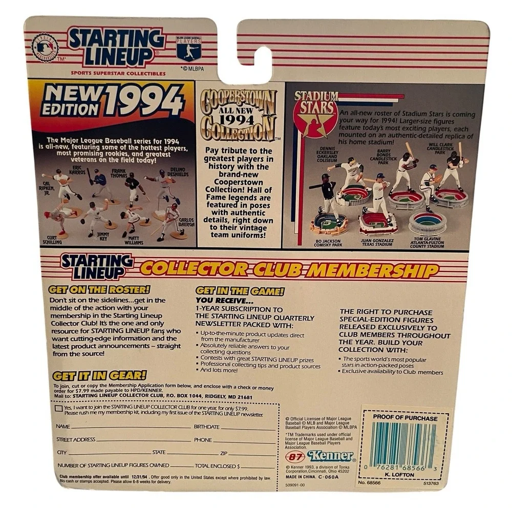 1994 Starting Lineup Kenny Lofton Cleveland Indian Action Figure Card MLB 5
